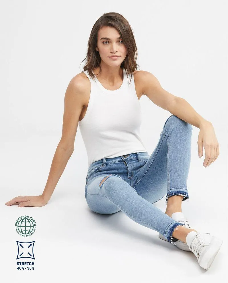 Jean de Mujer Low Rise, Rusty, Bota Skinny - Azul Medio