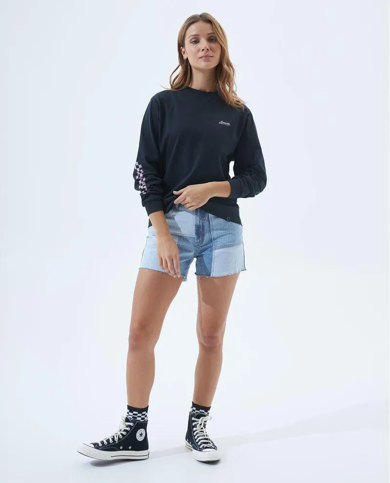 Short con bloques en denim para mujer