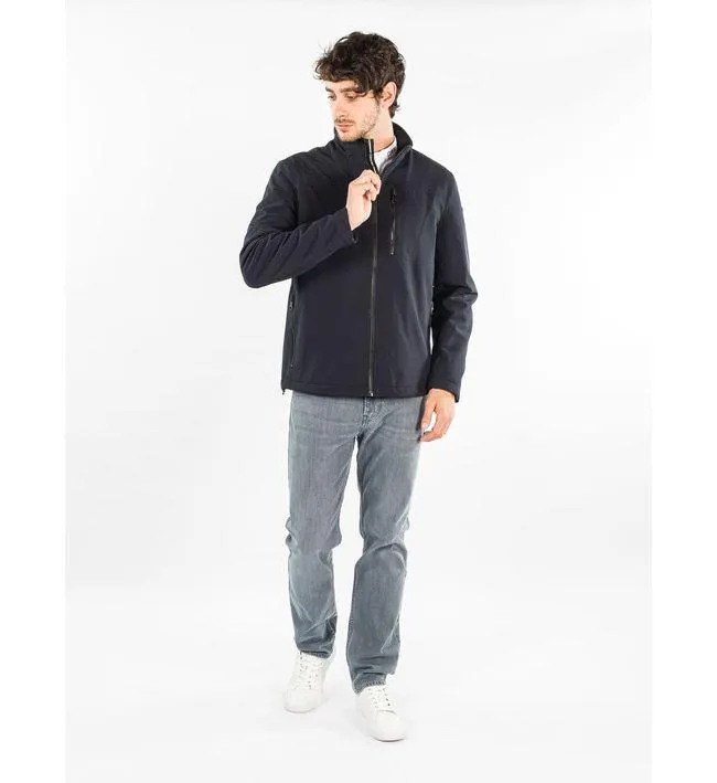 Chaqueta Azul Manga Larga Con Cierre De Cremallera Homb