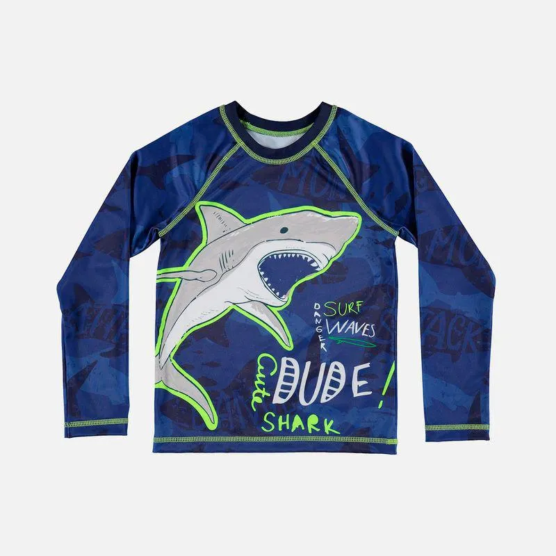 Camiseta de Baño, Mic manga larga azul para niño