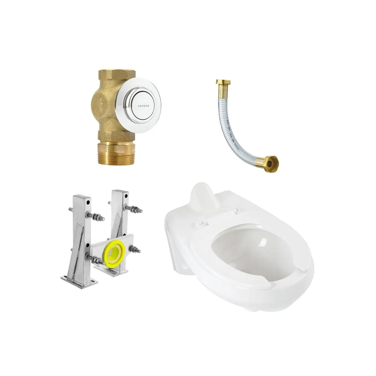 Kit Taza Erie entrada posterior con válvula push de empotrar