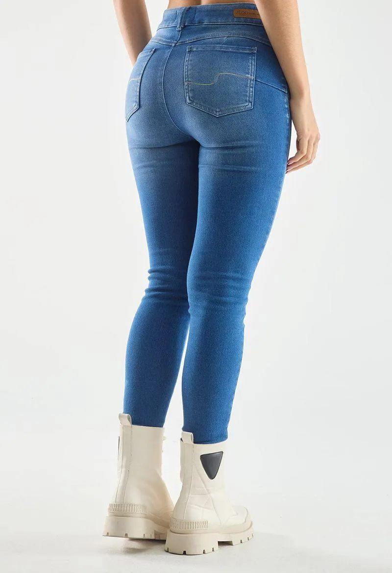 Jean elastik tiro alto bota tubo