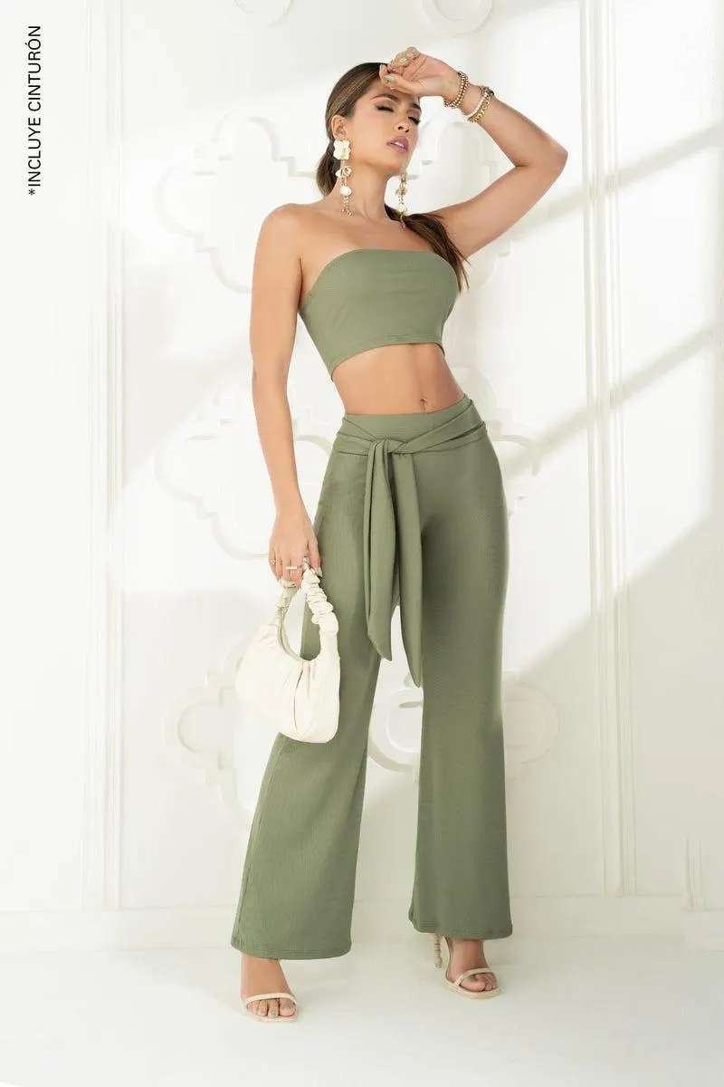 CONJUNTO X 2 CROP TOP-PANTALON Verde