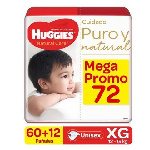Panal Huggies Natural Care Talla Xg Pqte X 72 Und