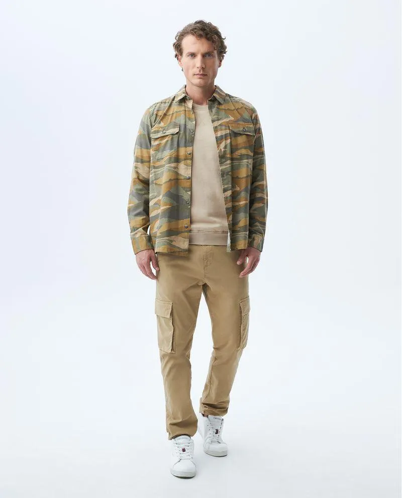Camisa de Hombre, Classic Fit Manga Larga - Print Camuflado