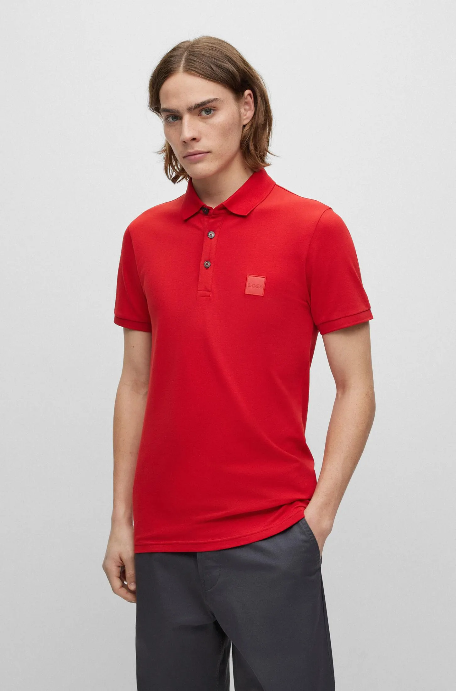 Polo Slim Fit De Algodón Con Parche De Logo Hombre