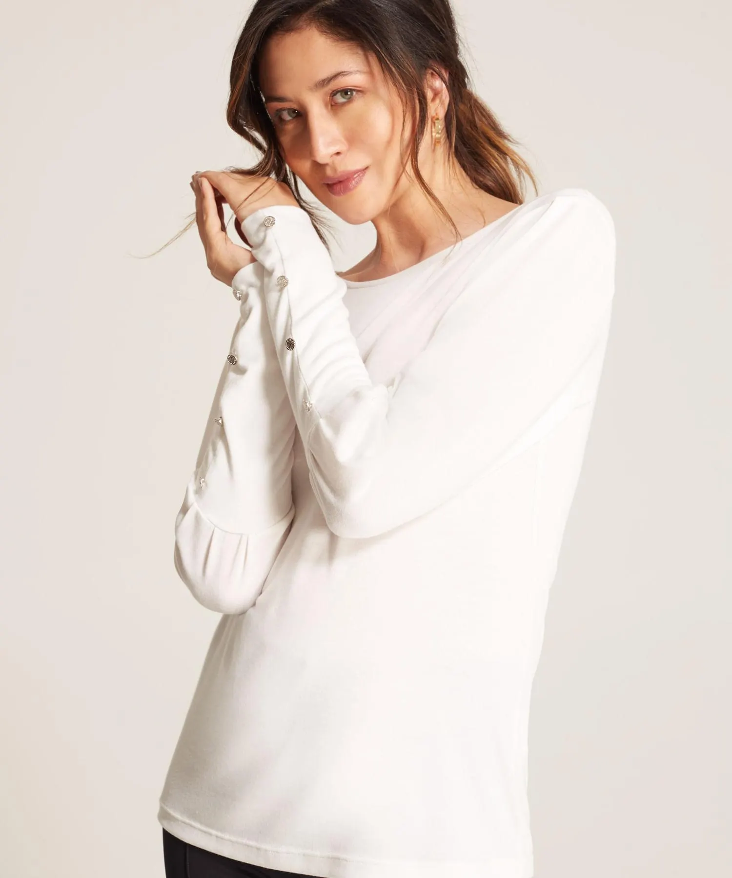 Saco con Botones Manga Larga Unicolor