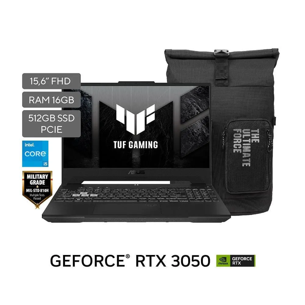 Portatil Gaming ASUS TUF F15 Intel Core i5 12500H RAM 16 GB 512 GB SSD FX507ZC4HN114W