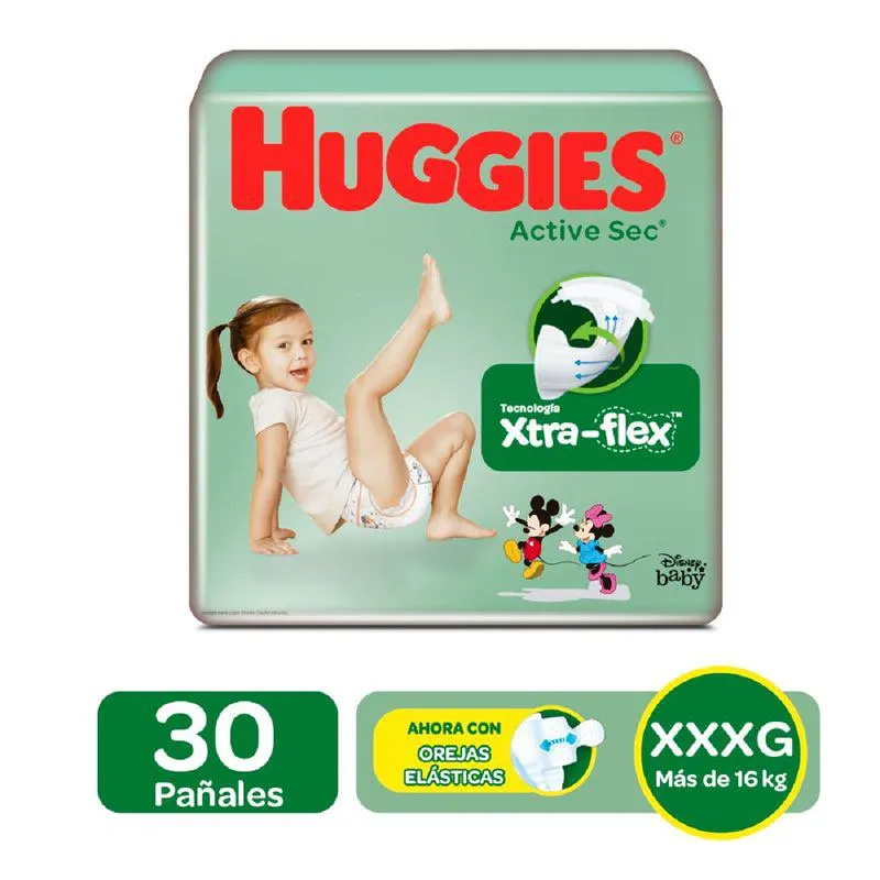 Panal Huggies Active Sec Talla Xxxg Pqte X 30 Und