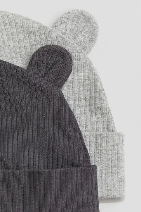 Pack de 2 gorros acanalados con orejas