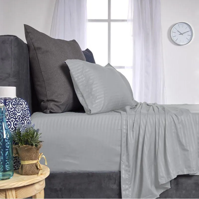 Juego de sábanas microfibra embozada de 1cm gris claro