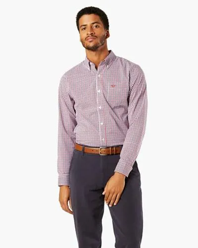 Camisas Dockers Signature Comodidad Flex Shirt,Classic Fit Hombre Rojas | OSICR0798
