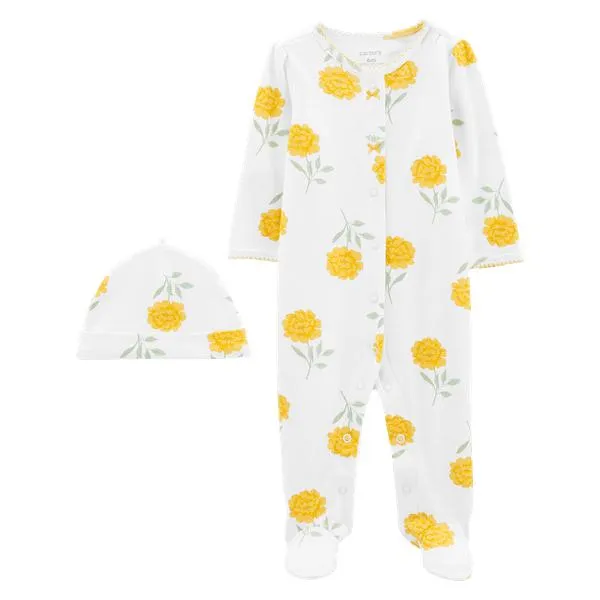 Pijama Enteriza y Gorro Flores Niñas - Carter's