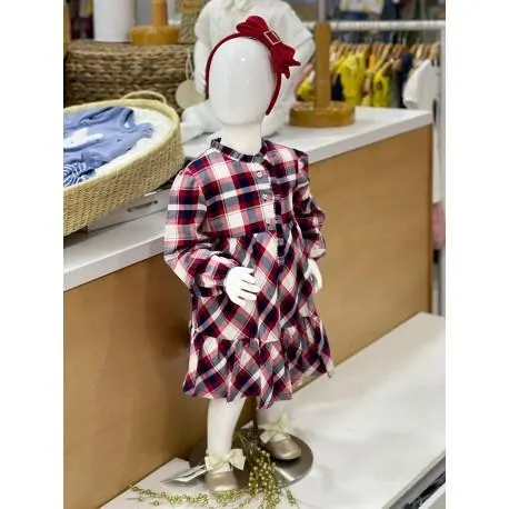VESTIDO CUADROS NIÑA REF 2954 ROJO