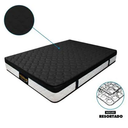 Colchón Sencillo 100x190 Resortado Dublín Negro