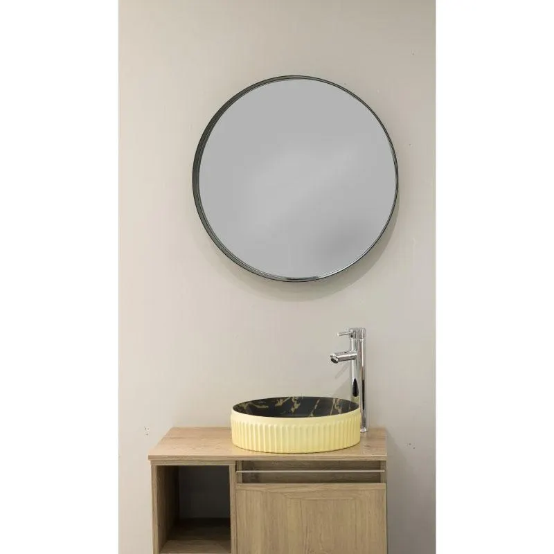 ESPEJO MARCO HIERRO PLATINA ANC 60CM N