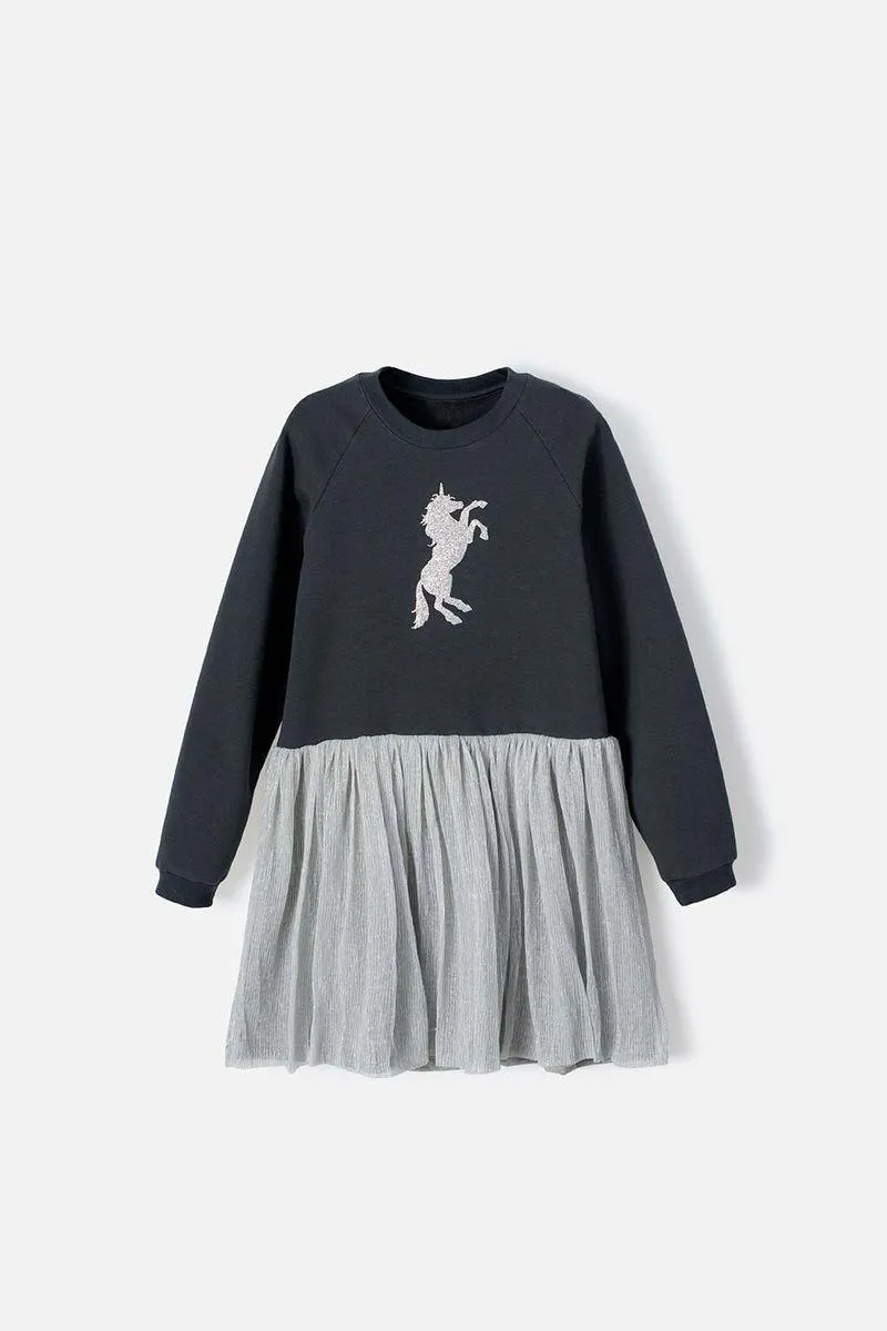 Vestido de Mic gris manga larga para niña