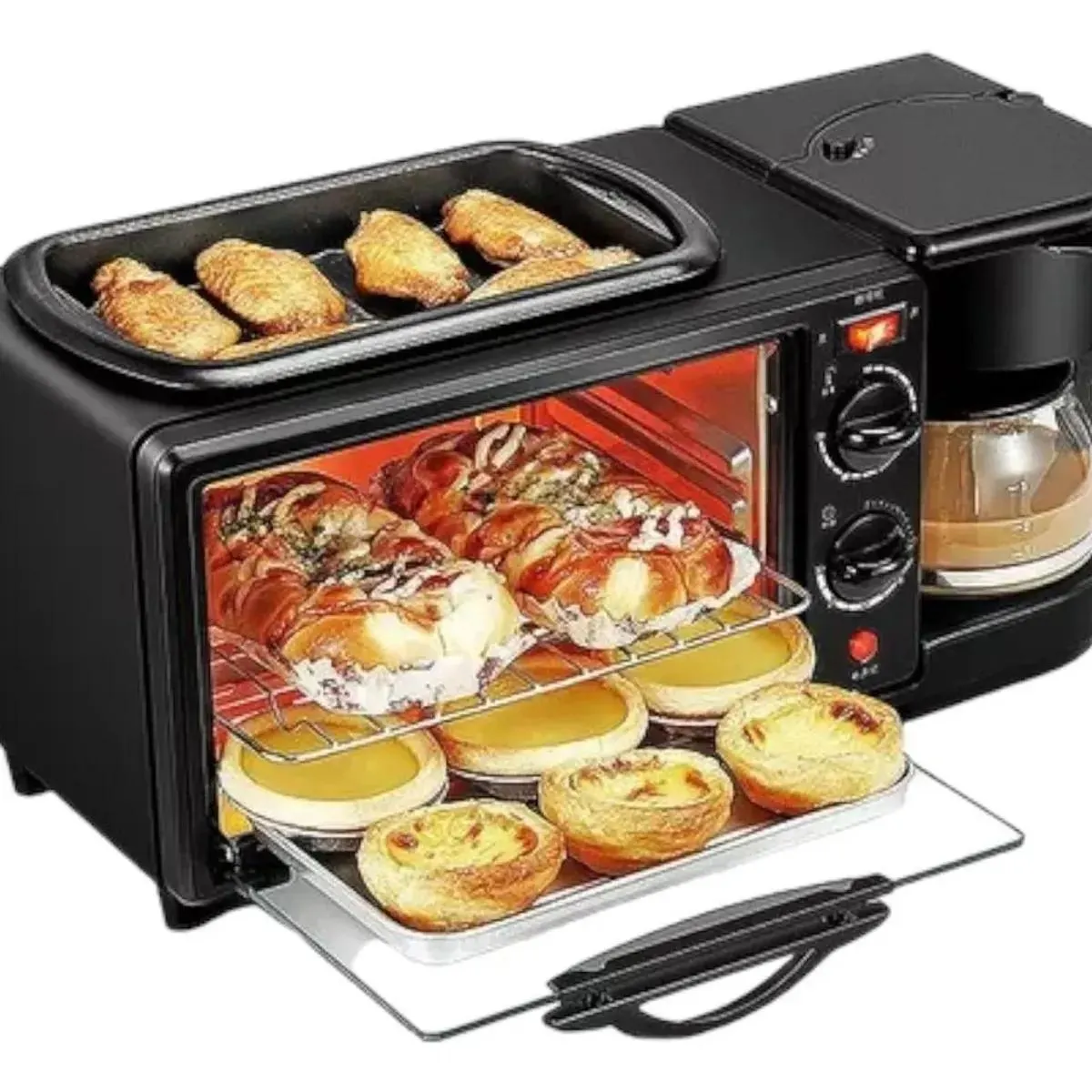 Horno Eléctrico Tostador Sokany Cafetera Parrilla 3 En 1