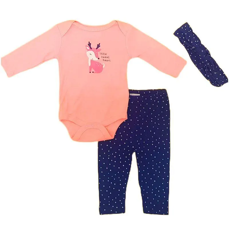Conjunto Body Pantalón + Cinta Cabello Bebé Niña Talla 0-3M