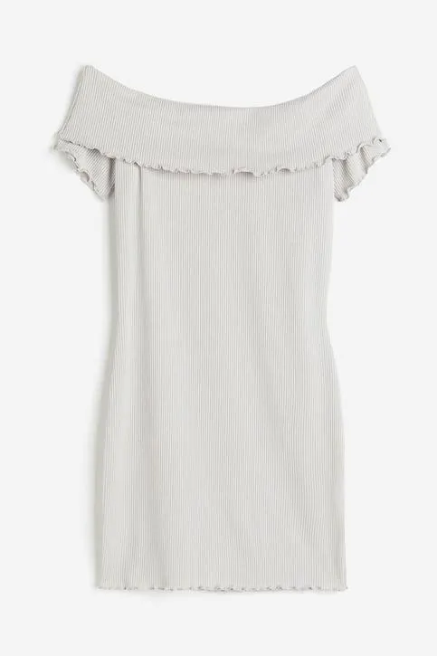 Vestido acanalado con hombros descubiertos