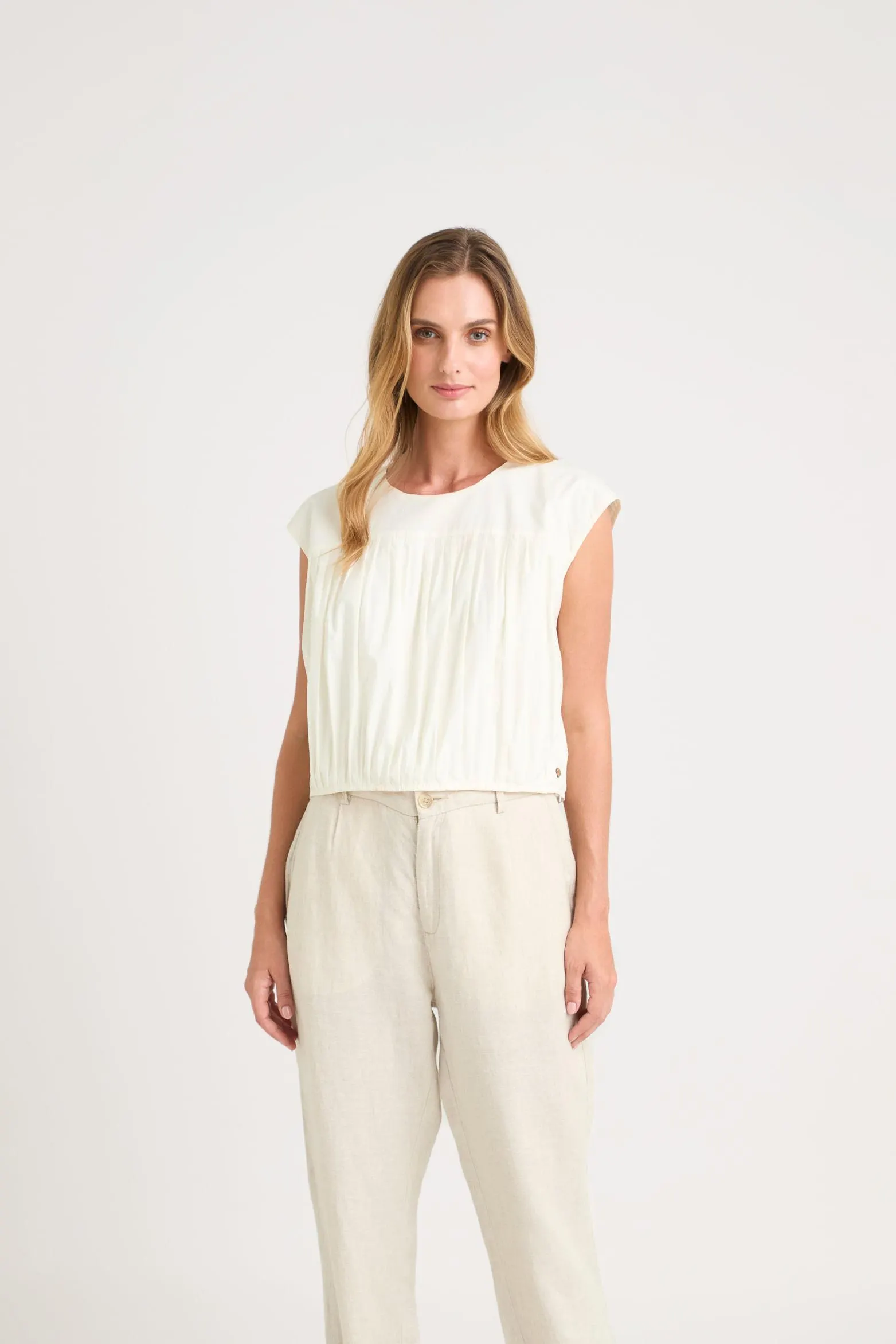 Camisa clavel en tejido plano para mujer largo cropped