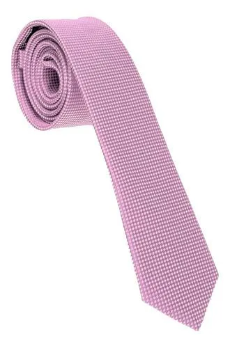 Corbata Pitillo En Poliester Color Lila Textura Cuadros Pequeños