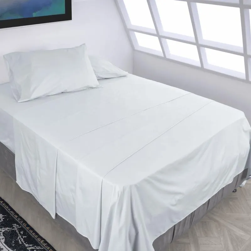 Juego de sábanas algodón 180 hilos unicolor gris plata