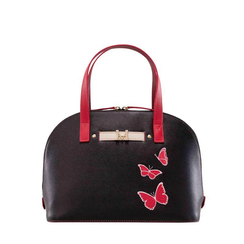 Bolso de mano margarita 3 mariposas negro rosa Pandora