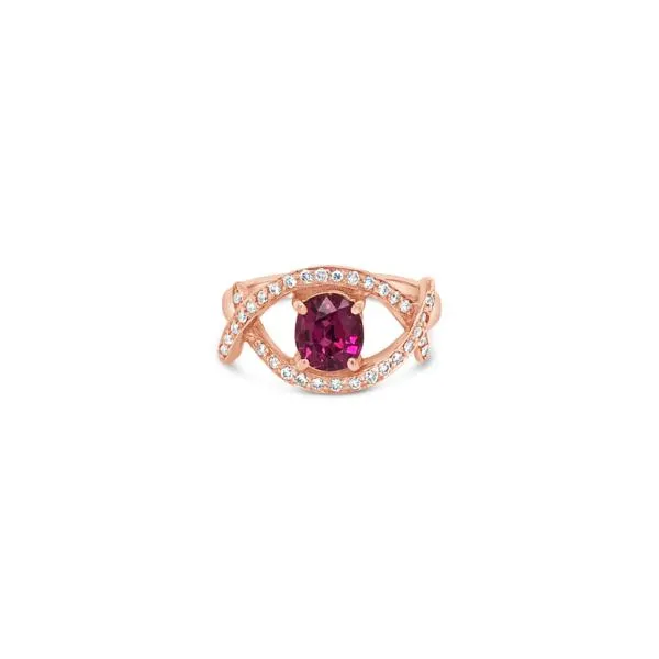 Anillo Bauer oro rosa 18K, rubí y diamantes