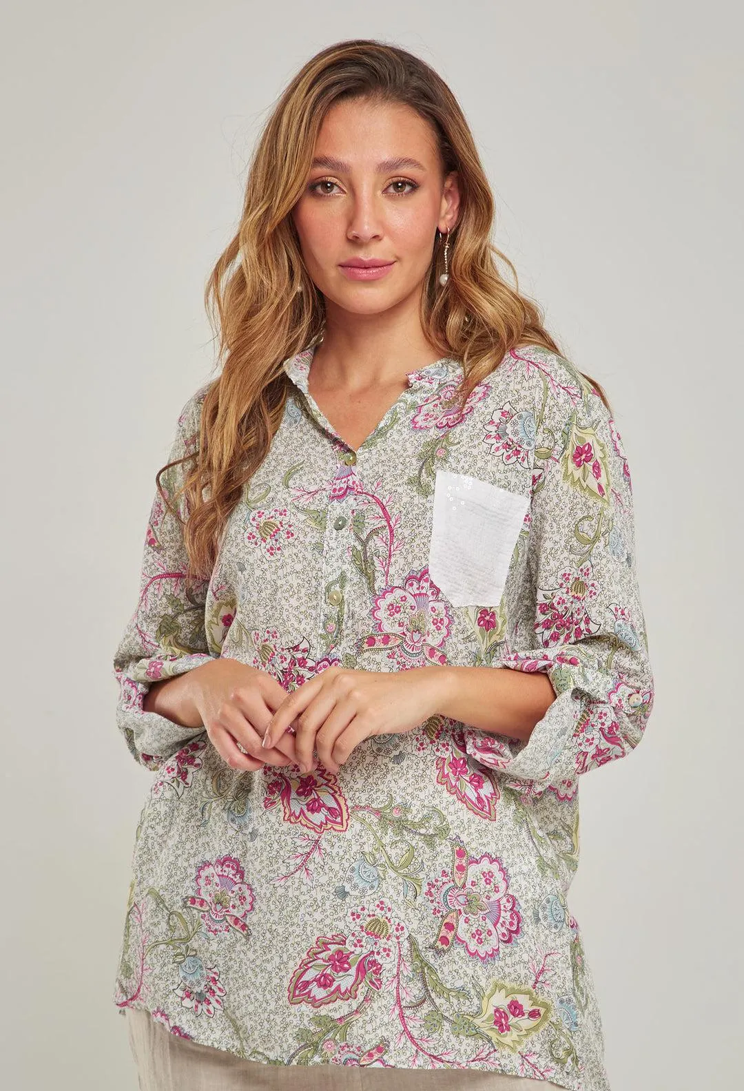 Camisa Bolsillo Lentejuelas Mujer - SALE