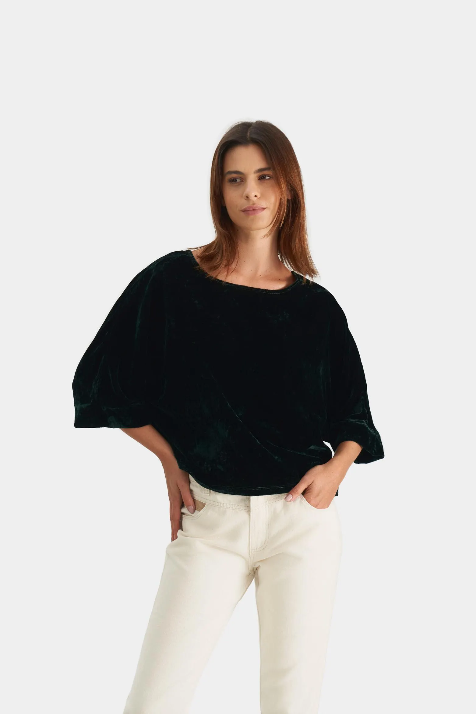 Camisa uva en velvet para mujer brillo sutil