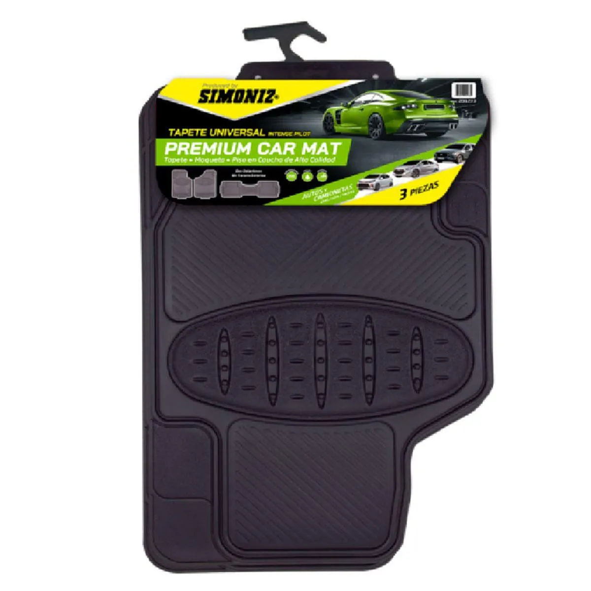 Tapete de pvc universal negro 3 piezas Simoniz