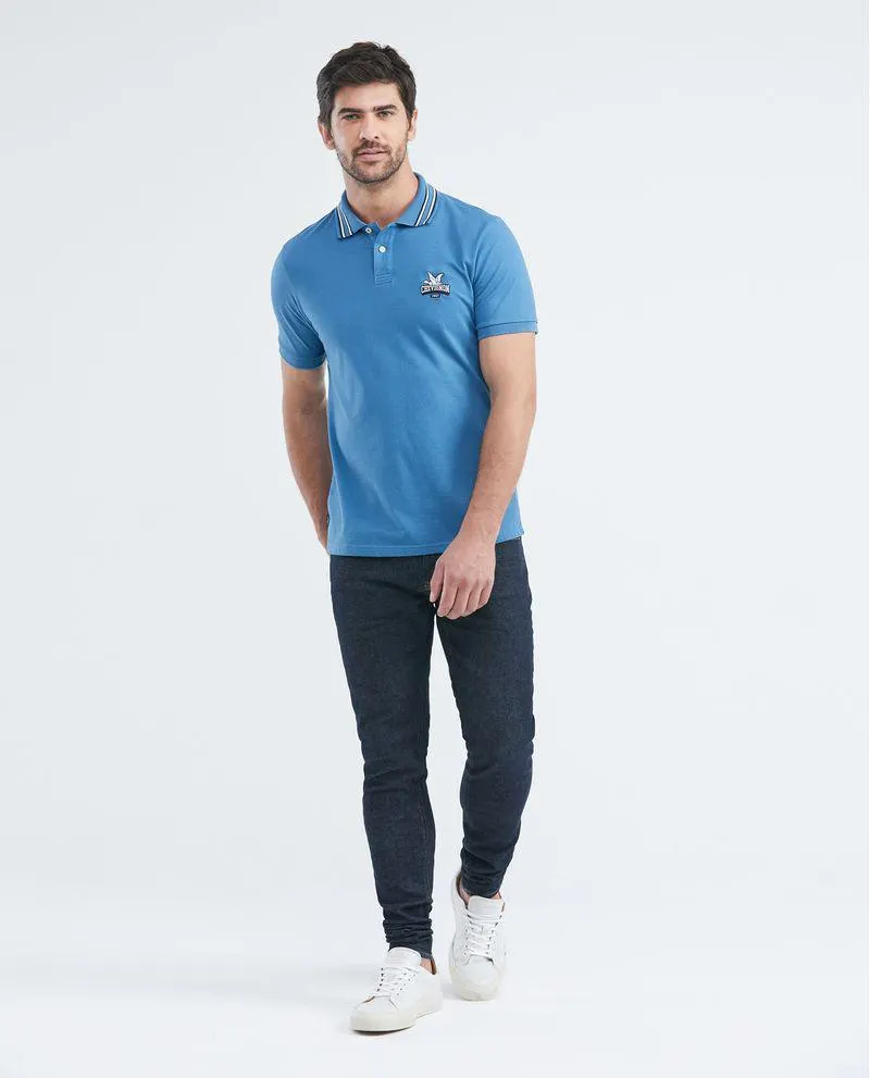 Camiseta de Hombre Tipo Polo, Slim Fit Manga Corta - Aplique Bordado