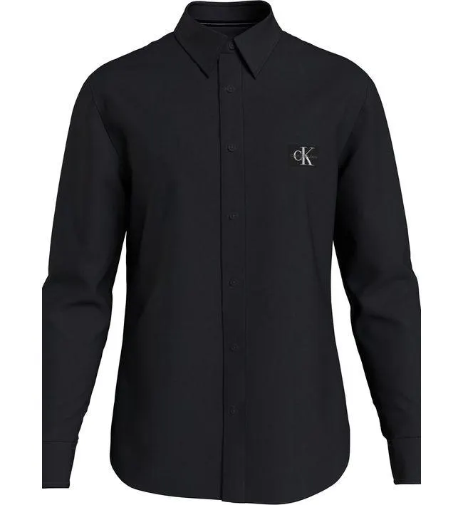 Camisa Negro Manga Larga Con Logo para Hombre