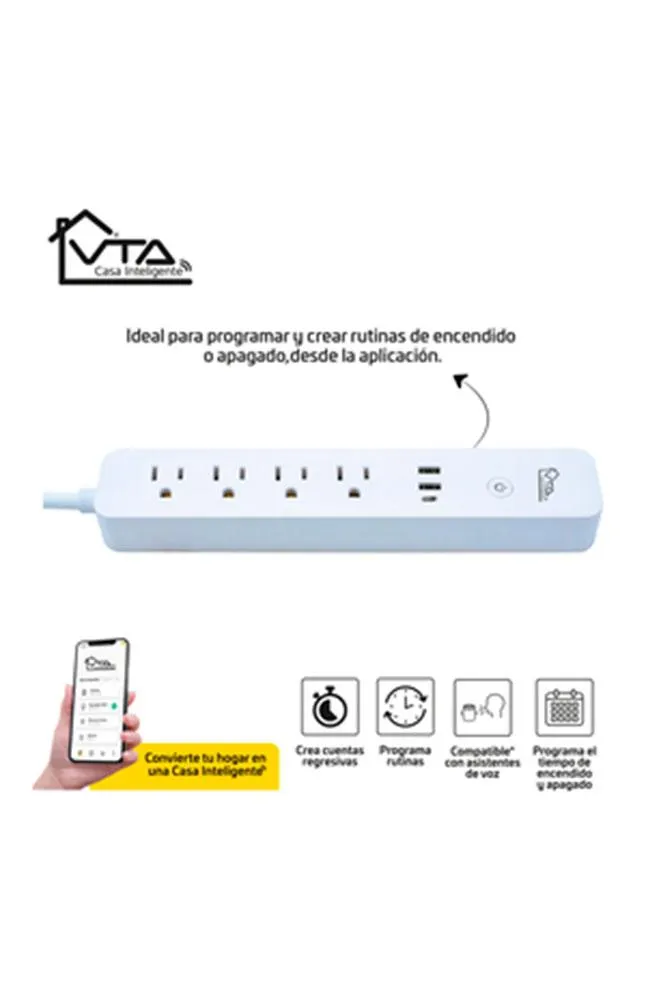 Multitoma Smart 4 Salidas USB y Tipo C VTA