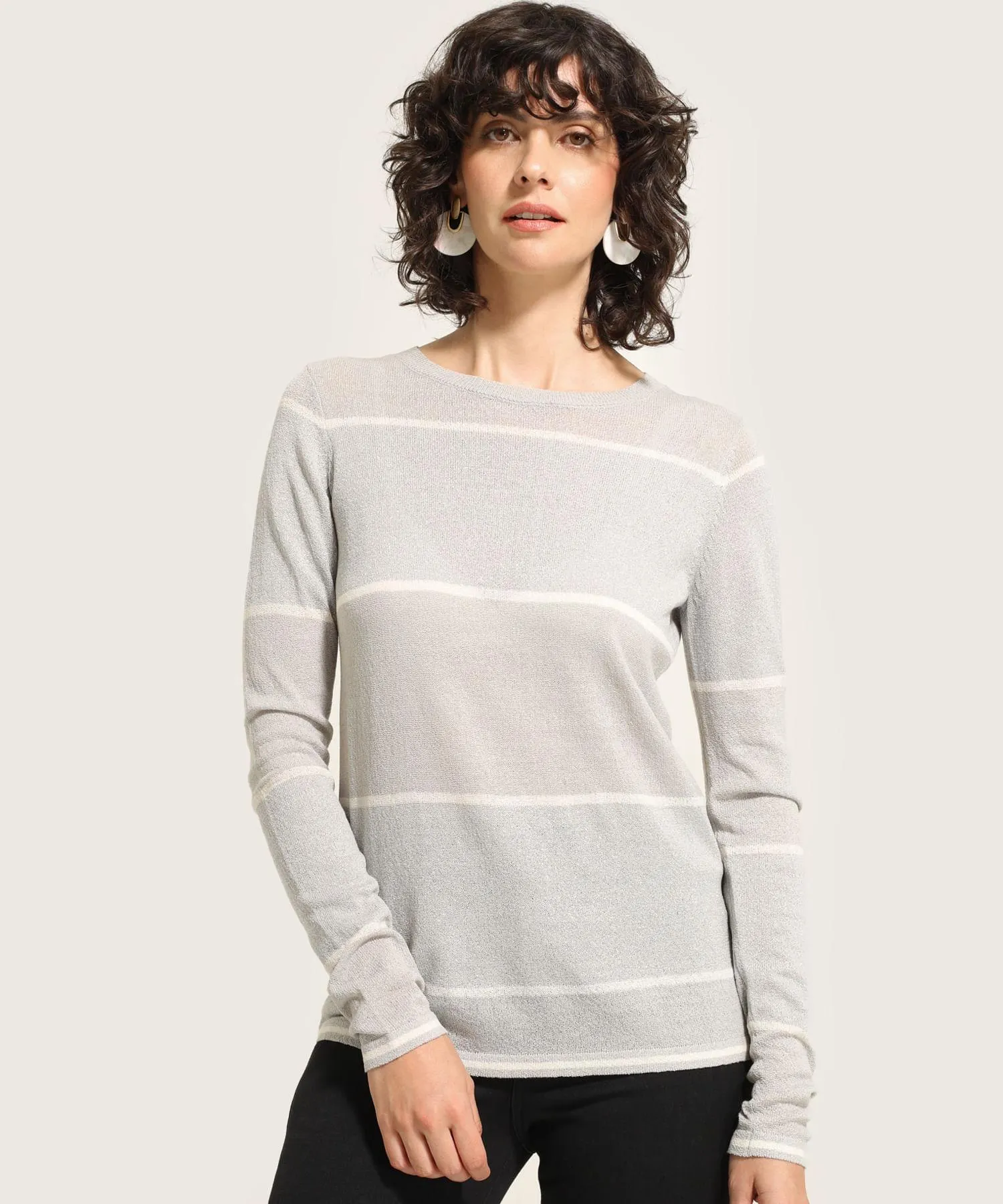 Saco Escote Redondo A Rayas Con Lurex