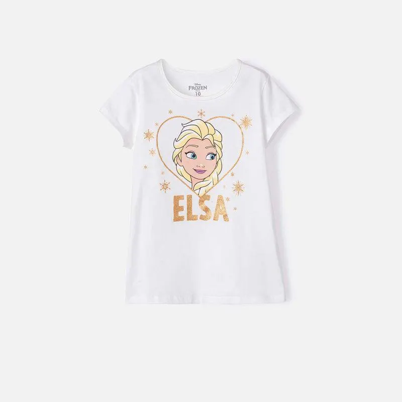 Camiseta de Frozen marfil manga corta para niña