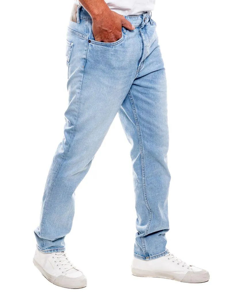 Regular Fit Jeans Tono Claro Con Botonadura Interna