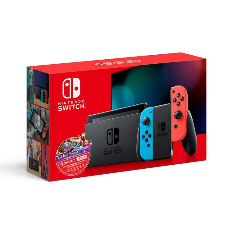 Consola NINTENDO SWITCH™ w/ Neon Blue & Neon Red Joy-Con + Juego Mario Kart 8 Deluxe Descargable