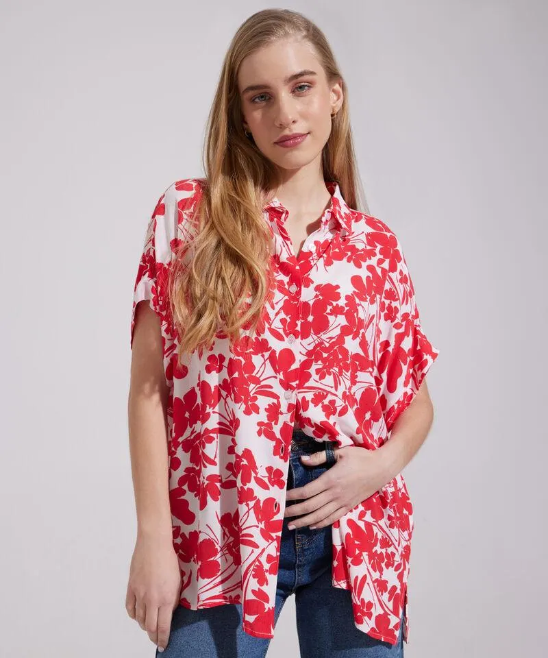 Camisa Manga Corta Corrida Estampada