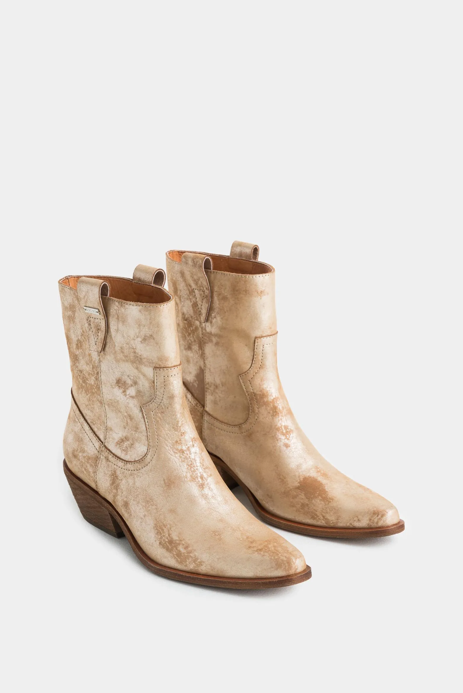 Botines texanos aine de cuero folia para mujer efecto rústico