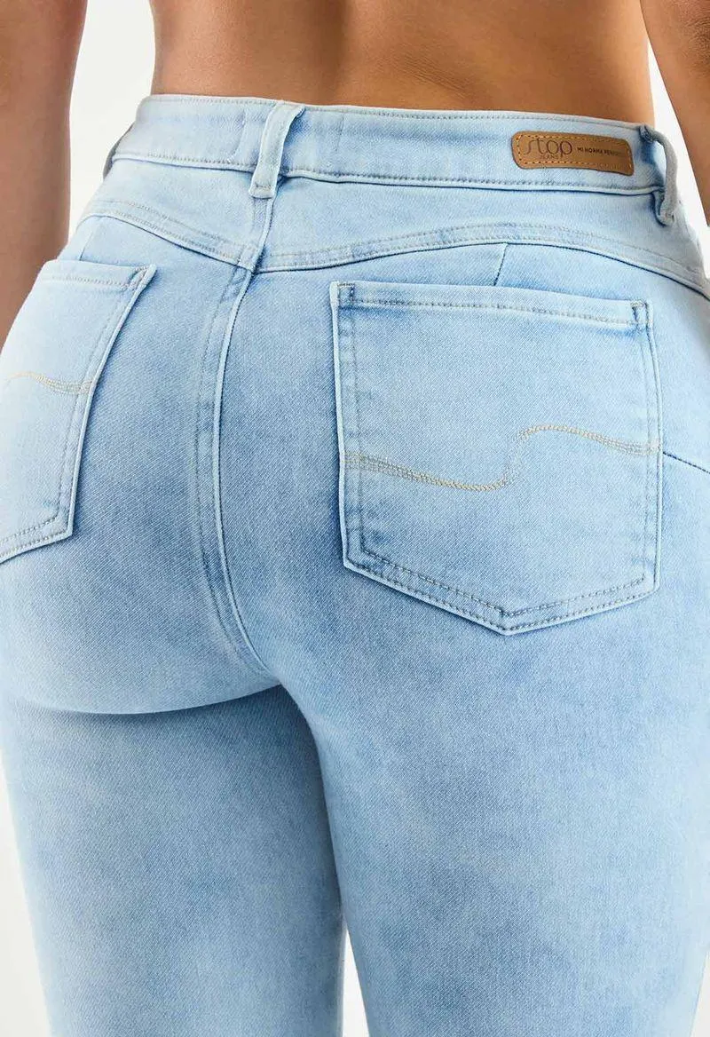 Jean elastik tiro alto bota tubo