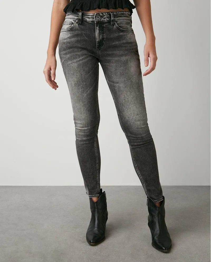 Jean de Mujer Low Rise, Rusty, Bota Skinny - Gris Oscuro