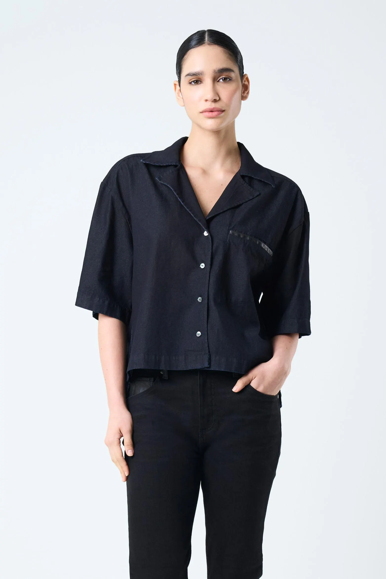 Camisa Clark para mujer cropped