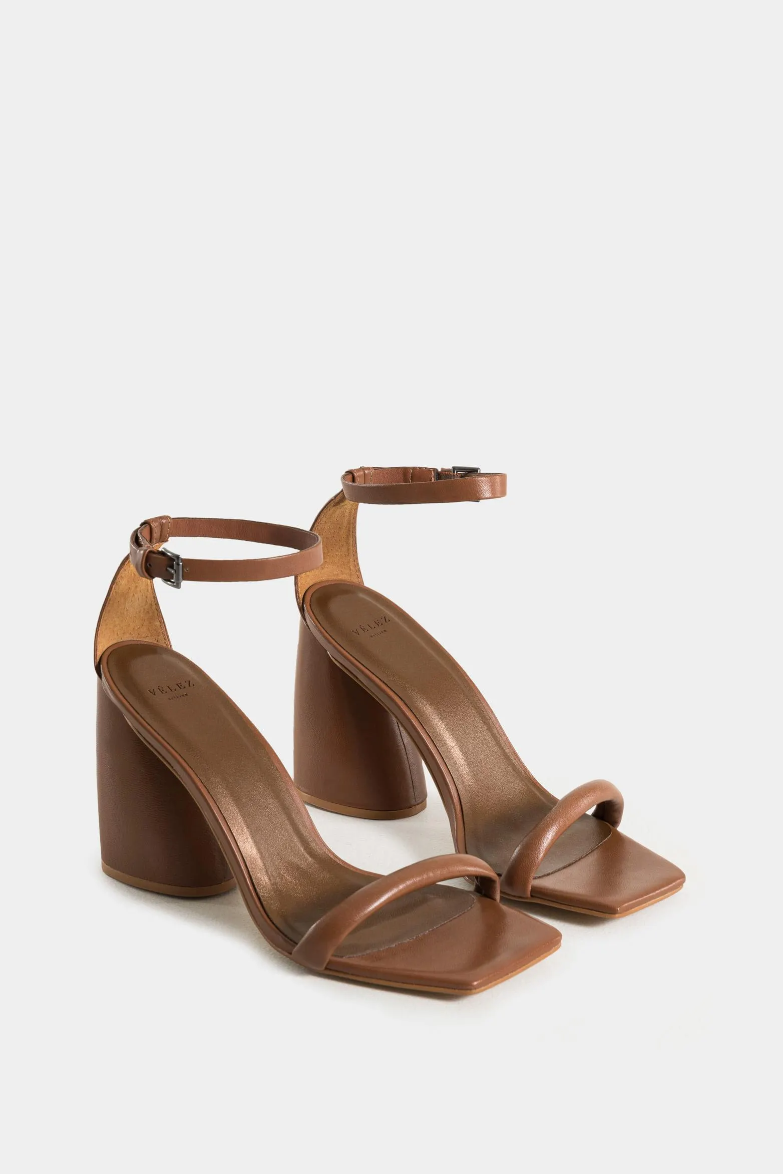 Sandalias tacón uyuni de cuero para mujer strap abullonada