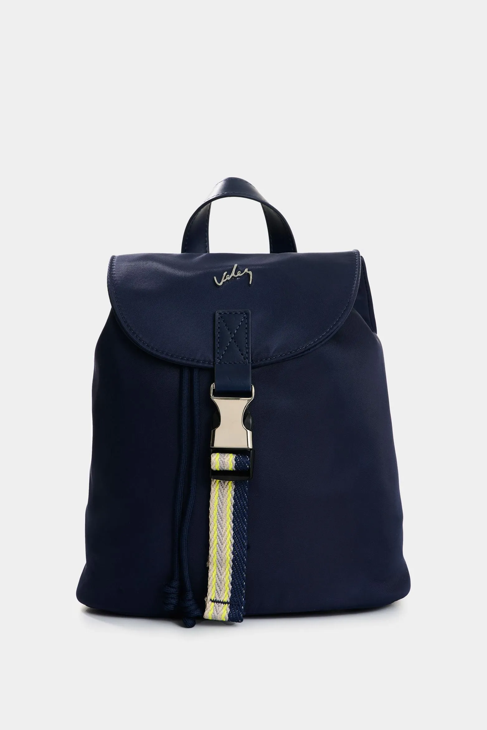 Morral Elora en lona y cuero para mujer detalle contraste