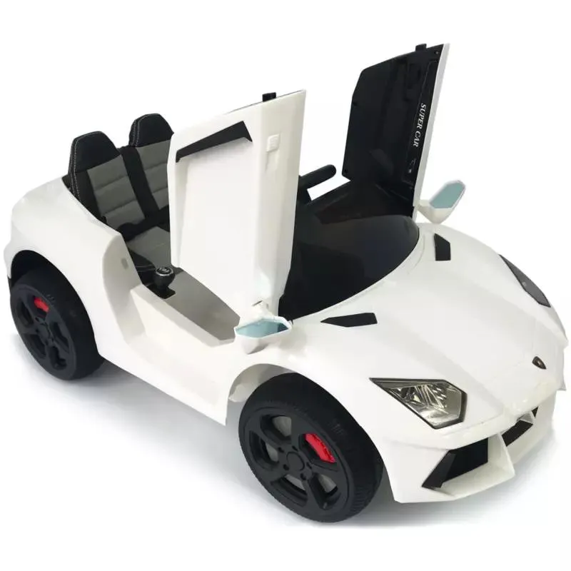 Carro Moto Electrico Niño Lamborghini Llanta Caucho 12v Ctrol - Blanco