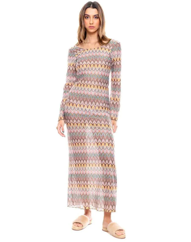 Vestido Largo Tejido Manga Larga