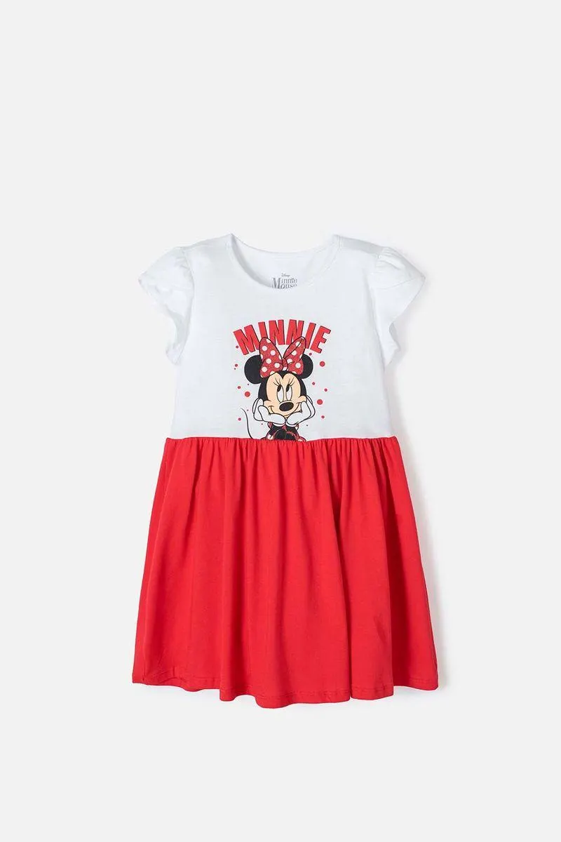 Vestido de Minnie Mouse Blanco/rojo para niña