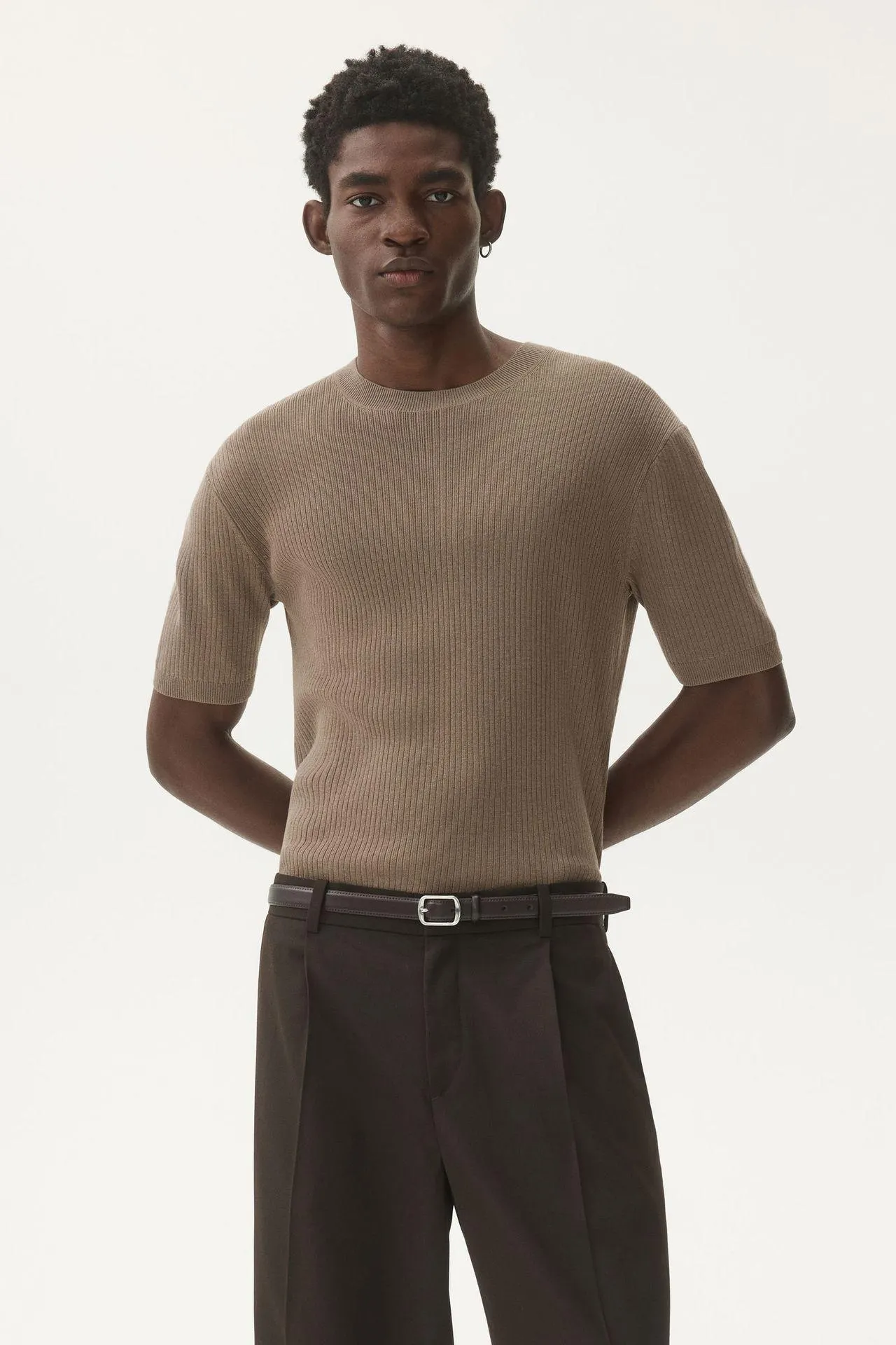 Camiseta en tejido acanalado Slim Fit